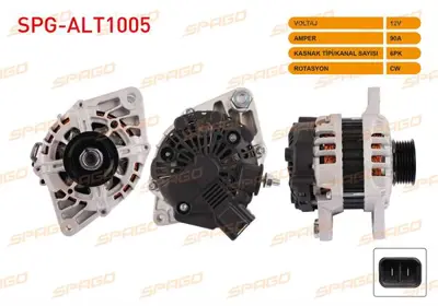 SPAGO SPG-ALT1005 Alternator 12v/90a 6pk (Alt8912) Accent Blue 1.4 Cvvt - 1.6 Cvvt 12-17/ I20 (Pb) 1.4-1.6 08-12/ I30  SPGALT1005