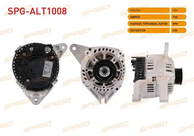 SPAGO SPG-ALT1008 Alternator V Tıpı 12v/70a 5pk (Alt860) Cıtroen Saxo 1.5 D 1996-2004 SPGALT1008