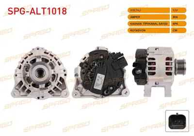 SPAGO SPG-ALT1018 Alternator 12v/90a 6pk Bıpper 1.4 Hdı 2008- / Nemo 1.4 Hdı 2008- SPGALT1018