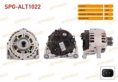 SPAGO SPG-ALT1022 Alternator 12v/140a 6pk (Alt8880) Asrta J 1.6i 2009-2016/ Insıgnıa A 1.6i 2008-2017/ Zafıra B 1.6 20 SPGALT1022