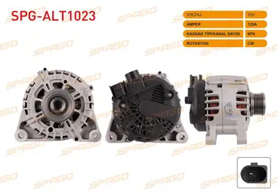 SPAGO SPG-ALT1023 Alternator 12v/120a 6pk (Alt8124) Focus Iıı 1.5 Tdcı - 1.6 Tdcı 2010-2015/ Fıesta Vı 1.4- 1.5 - 1.6  SPGALT1023