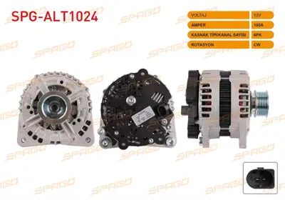 SPAGO SPG-ALT1024 Alternator 12v/180a 6pk (Alt2608) Passat (3c2) 2.0 Tdı 2005-2010/ Cc (358) 2.0 Tdı 2011-2016/ Superb SPGALT1024