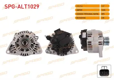 SPAGO SPG-ALT1029 Alternator 12v/120a 5pk (Alt8920) Accent Era 1.5 Crdı 2005-2010 / I30 1.5 Crdı 2007-2011/ Elantra 1. SPGALT1029