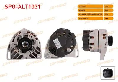 SPAGO SPG-ALT1031 Alternator 12v/70a 3pk (Alt875) Clıo Iı 1.2 1998-2005 / Thalıa Symbol 1.2 2008-2014 SPGALT1031