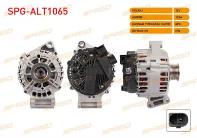 SPAGO SPG-ALT1065 Alternator 12v/120a 6pk Fıesta Vı 1.4 08- / Focus Iıı 1.6 Tı 11-17 / Mondeo Iv 1.6 Tı 07-14 / B-Max  SPGALT1065