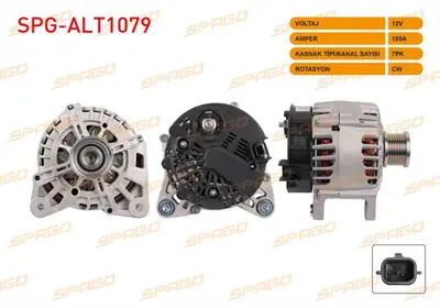 SPAGO SPG-ALT1079 Alternator 12v/150a 7pk (Alt2022) Megane Iv 1.2 Tce - 1.6 Dcı 16- / Talısman 1.6 Dcı 15- / Trafıc Iı SPGALT1079