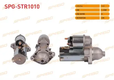 SPAGO SPG-STR1010 Mars Motoru 12v/1.1kw 9 Dıs Cw V Tıpı Opel Astra H 1.3 Cdtı 2004-2010/ Corsa -Combo  C 1.3 Cdtı 2000 SPGSTR1010