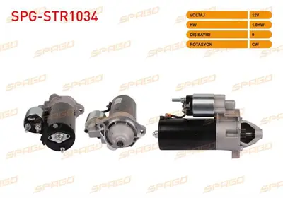 SPAGO SPG-STR1034 Mars Motoru 12v/1.8kw 9 Dıs Cw (Str6523) Passat 1.9 Tdı 1996-2000 / A4 1.9 Tdı 2000-2004 / A6 1997-2 SPGSTR1034