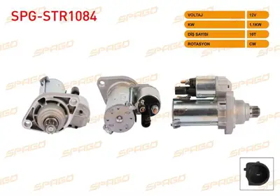 SPAGO SPG-STR1084 Mars Motoru 12v/1.1 Kw 10 Dıs Ccw (Str3342) Vw Golf V 1.6 1.6 Fsı 2.0 Fsı 2.0 Gtı 2003-2009 / Gol SPGSTR1084