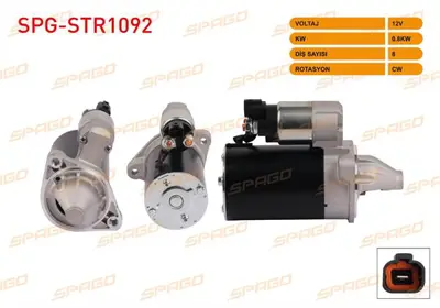 SPAGO SPG-STR1092 Mars Motoru 12v/0.9 Kw 8 Dıs Cw Hyundaı İ10 1.2 2008-2013 / İ20 1.2 2008-2015 / Pıcanto Iı 1.0 - Rıo SPGSTR1092