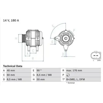 BOSCH 1986A00767 Uc Fazlı Jenerator Amarok  Crafter  Passat 4motıon  Passat Cc  Passat Cc 4motıon  Passat Varıant 4mo GM 03G903023F, GM 03L903024G, GM W03G903023F, GM W