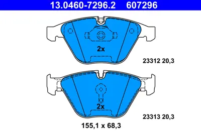 ATE 13.0460-7296.2 Fren Balatası On Bmw E60 E65 E90 E92 E93 E84 34116794918