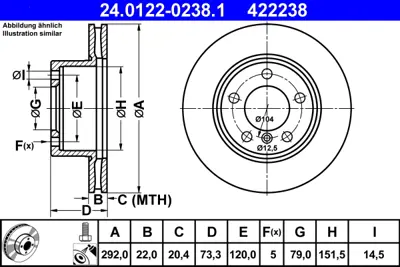 ATE 24.0122-0238.1 Fren Dıskı On Havalı Bmw E81 E82 E87 E88 E90 34116854997