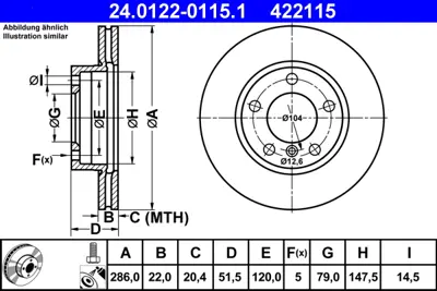 ATE 24.0122-0115.1 Fren Dıskı On Havalı Bmw E36 E46 34116864060