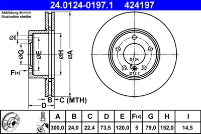 ATE 24.0124-0197.1 Fren Dıskı On Havalı Bmw E81 E82 E87 E88 E90 E91 E92 Z4 E89 34116854998