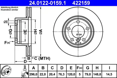 ATE 24.0122-0159.1 Fren Dıskı On Bmw E39 96>03                                             34116767061