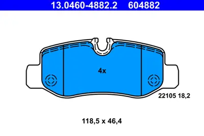 ATE 13.0460-4882.2 Fren Balatası Arka V-Class W447 14> Vıto W447 14> A4474200320