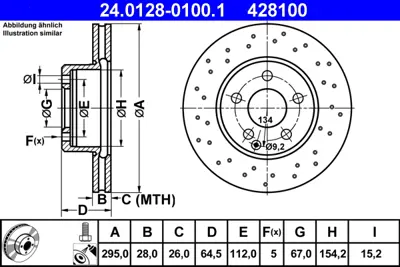 ATE 24.0128-0100.1 Fren Dıskı On W204 07>14 S204 07>14 C204 11> R197 11> C197 10> A2044213612