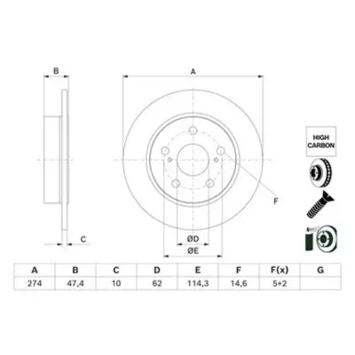 BOSCH 0986479H73 Fren Disk Toyota Corolla Arka 2018- 4243102320