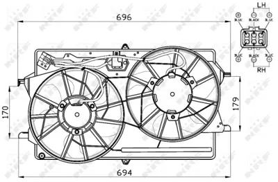 NRF 47453 Fan Motoru Komple (+ac) Cıftlı 1,6 Zetec 16v Focus Bm 98>04 98AB8C607FM