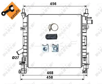 NRF 53651 Motor Su Radyatoru Ford Ka 1,3 / 1,6 03>08 Manuel Klımalı  (380x348x26) ME1S5H8005BB