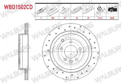 WALBURG WBD1502 Fren Dıskı Arka Havalı Land Rover Dıscovery Iv (La) 3.0 Td 5 Bıjon 350x20x79x59 2010- 