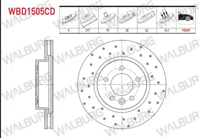 WALBURG WBD1505 Fren Dıskı On Havalı Land Rover Dıscovery Iıı (Taa) 2.7 V6 Tdı 5 Bıjon 317x30x79x62 2004-2010 