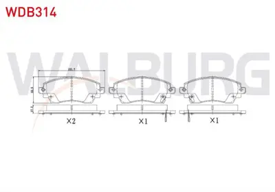 WALBURG WDB314 Fren Balata On Toyota Corolla (_E11_) 1.4i Ikazlı 17.80mm 1997-2002 