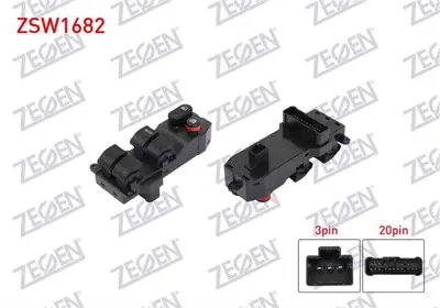 ZEGEN ZSW1682 Cam Acma Anahtar Grup 23 Pın Honda Jazz 2002-2008 - Cıvıc 2001-2008 