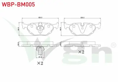 WGN WBP-BM005 Fren Balata Arka Bmw 5 Serısı (E39) 520 İ 1995-2003- (E39) 523 İ 1995-2003- (E39) 525 D 1995-2003- ( WBP-BM005