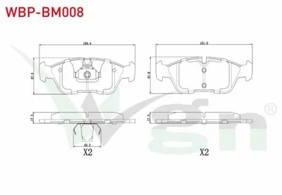 WGN WBP-BM008 Fren Balata On Bmw 3 Serısı (E36) 318 İ 1990-1998- (E36) 320 İ 1990-1998- 3 Serısı (E46) 316 İ 1998- WBP-BM008