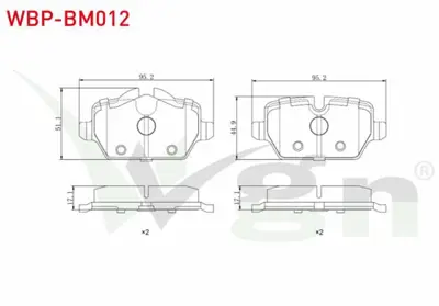 WGN WBP-BM012 Fren Balata Arka Bmw 1 Serısı (E87) 116 İ 2003-2012- 118 İ 2003-2012- 120 İ 2003-2012- 1 Serısı (E81 WBP-BM012