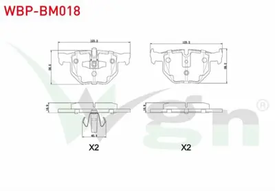 WGN WBP-BM018 Fren Balata Arka Bmw 3 Serısı (E90) 318 Cl 2005-2011 - (E90) 320 İ 2005-2011 - (E90) 320 D 2005-2011 WBP-BM018