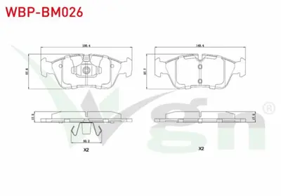 WGN WBP-BM026 Fren Balata On Bmw 1 Serısı (E87) 120 İ 2003-2012- 3 Serısı (E90) 318 D 2005-2011- (E90) 316 İ 2005- WBP-BM026