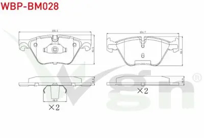 WGN WBP-BM028 Fren Balata On Bmw 5 Serısı (F10) 520 D 2010-- 5 Serısı (F10) 520 İ 2010-- 5 Serısı (F10) 525 D 2010 WBP-BM028