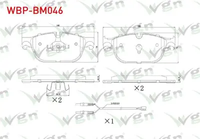 WGN WBP-BM046 Fren Balata On Bmw 3 Serısı(G20g80)17--4 Serısı(G22g82)(G23)20--5 Serısı(G30f90)19--6 Serısı(G32) WBP-BM046