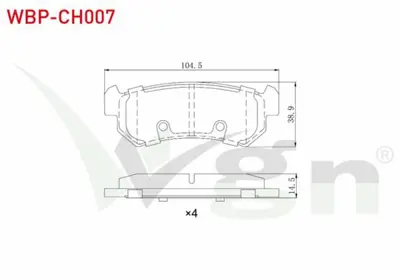 WGN WBP-CH007 Fren Balata Arka Chevrolet Lacettı (J200) 1.4i 16v 2006-2012 - Lacettı (J200) 1.6i 2006-2012 - Daewo WBP-CH007