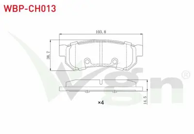 WGN WBP-CH013 Fren Balata Arka Chevrolet Lacettı (J200) 1.6i 2006-2012 - Chevrolet Lacettı (J200) 1.4i 16v 2006-20 WBP-CH013