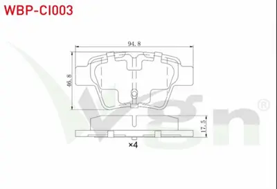 WGN WBP-CI003 Fren Balata Arka Peugeot 307 1.6 90 Hp 2000-2007 - 307 1.6 Hdı 90 Hp 2000-2007 - 207 1.4 Hdı 2006-20 WBP-CI003