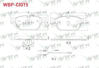 WGN WBP-CI015 Fren Balata On Fıslı Cıtroen C4 1.6 Thp 2009-2016- Ds4 1.6 Thp - 2.0 Hdı 2011-- Ds5 1.6 E-Hdı - 1.6  WBP-CI015