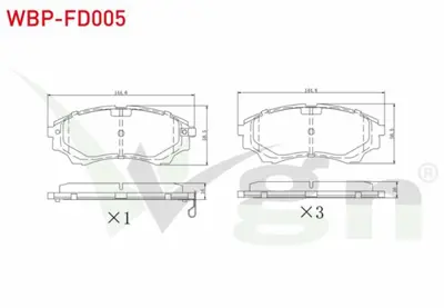 WGN WBP-FD005 Fren Balata On Ikazlı Ford Ranger 2.5 Tdcı 4x4 2002-2006 - Ranger 2.2 Tdcı 2002-2006 - Ranger 3.0 Td WBP-FD005