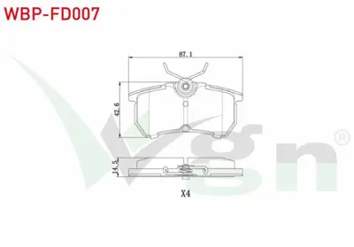 WGN WBP-FD007 Fren Balata Arka Ford Focus I 1.6i 16v 1998-2004- Focus I 1.8i 16v 1998-2004- Focus I 1.8 Tdcı 1998- WBP-FD007