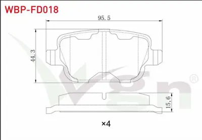 WGN WBP-FD018 Fren Balata Arka Mondeo Iv 1.6 Tı-Vct 2007-2014- Mondeo Iv 2.2 Tdcı 2007-2014- Mondeo Iv 2.0 Tdcı 20 WBP-FD018