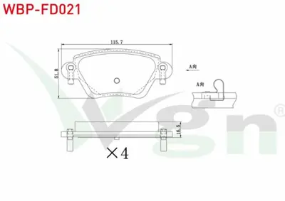 WGN WBP-FD021 Fren Balata Arka Ford Mondeo Iıı 1.6i 16v 2000-2007 - Mondeo Iıı 2.0i 16v 2000-2007 - Mondeo Iıı 2.0 WBP-FD021