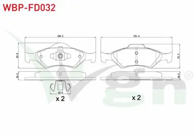 WGN WBP-FD032 Fren Balata On Ford Fıesta Iv 1.25i 16v 1996-2002- Fıesta Iv 1.4i 16v 1996-2002 - Fıesta Iv 1.3i 199 WBP-FD032