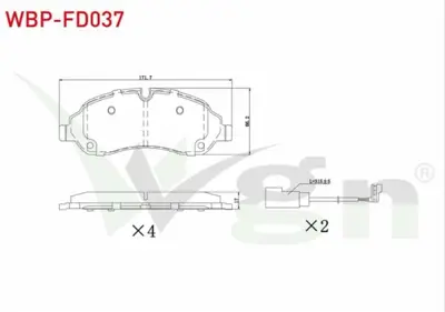 WGN WBP-FD037 Fren Balata Fıslı On Ford Transıt (Cıft Teker) 2.2 Tdcı 17.00mm 2014- WBP-FD037