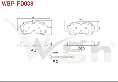 WGN WBP-FD038 Fren Balata Fıslı Arka Ford Transıt (Cıft Teker) 2.2 Tdcı 17.00mm 2014- WBP-FD038