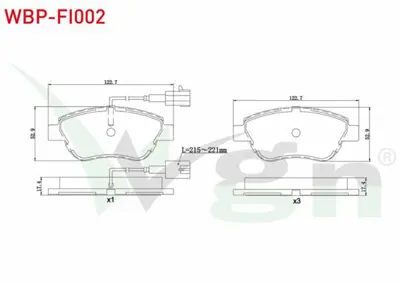 WGN WBP-FI002 Fren Balata On Fıslı Fıat Lınea 1.3 Mjt 2007--Albea 1.2i 2003-2007-Albea 1.3 Mjt 2007--Doblo 1.3 Mjt WBP-FI002
