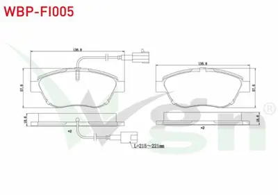WGN WBP-FI005 Fren Balata On Cıft Fıslı Fıat Doblo 1.3 Mjt 90 Hp 2010--G.Punto 1.3 Mjt 2005-2012-Lınea 1.4 T-Jet 1 WBP-FI005