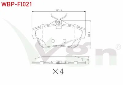 WGN WBP-FI021 Fren Balata Arka Fıat Scudo (270) 1.6 Mjt 2007-- Scudo 2.0 Mjt 2007-- Cıtroen Jumpy Iı 1.6 Hdı 2006- WBP-FI021